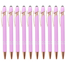Canetas esferográficas douradas rosa com ponta stylus, pacote com 12 unidades, 1,0 mm