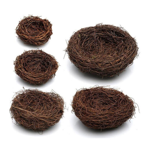 Cuib de pasăre din ratan, obiecte artizanale pentru decor de Paște de primăvară, 6,1 cm