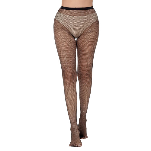 Schwarze Damenstrumpfhose mit Strasssteinen, Einheitsgröße