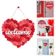 Décoration de porte pour la Saint-Valentin : cœur en bois rouge, amour