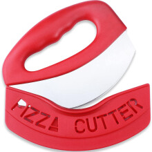 Nóż do pizzy Rocker ze stali nierdzewnej z osłoną w kolorze czerwonym