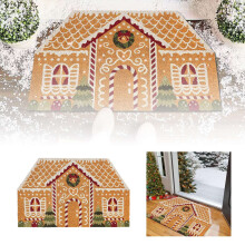 Gingerbread House Area Rug Microfiber 24 Inch Khaki