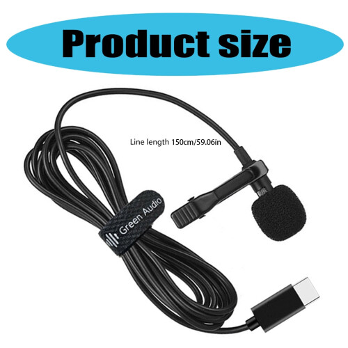 USB Typ C Clip-On Mikrofon för Dator Svart 2m 1