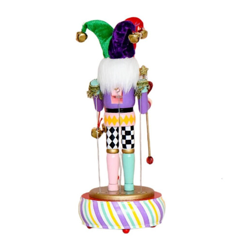 Wooden Clown Nutcracker Music Box Manual Wind Up