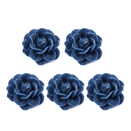 Denim Flower Embellishments for DIY Crafts 5 pcs