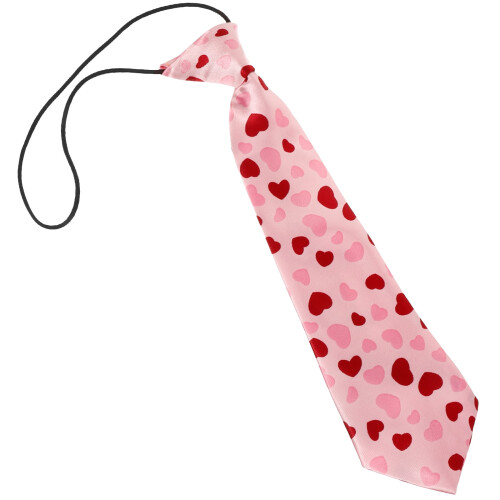 1Pc Valentine's Day Apples Pattern Tie Pink Polyester Festive Party Supply
