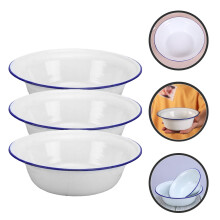 White Enamelware Bowls Vintage Style 3 pcs