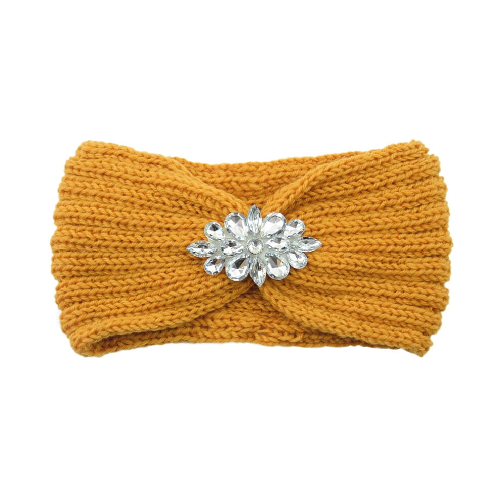 Women's knitted wool headband with cross knot design