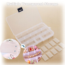 Portable fishing tackle box white plastic 15-compartment