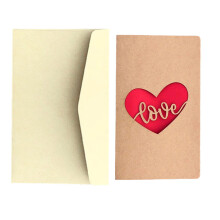 Valentine's Card with Envelope Retro Heart Design 1 Pc