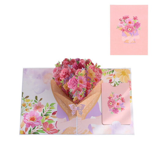 Carte de Saint-Valentin artisanale en forme de fleur pop-up 3D