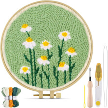 Broderisæt med punch needle-teknik til begyndere med værktøj og