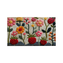 Strawberry Floral Carpet Mat Soft Polyester One Size