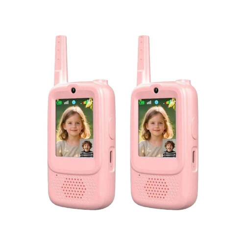 Walkie-talkies infantis (pacote com 2) com câmera HD e modificador de voz.