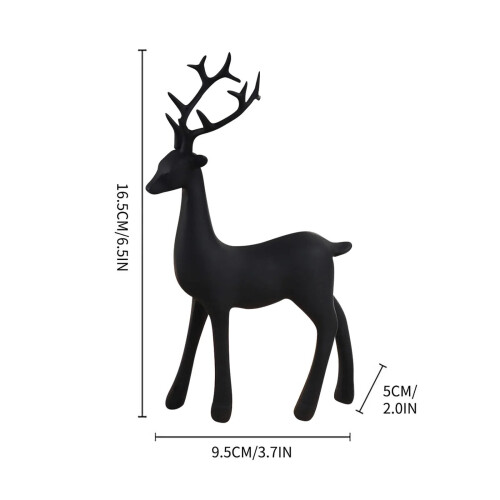 Christmas Reindeer Table Ornaments Resin Black 2PCS 2