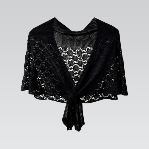 Schwarzer, kurzer Damen-Strickschal, Einheitsgröße 1