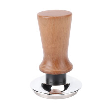 Tamper de cafea din oțel inoxidabil, 51 mm, cu mâner din lemn