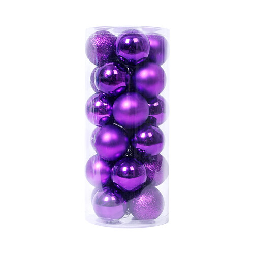 Purple Shatterproof Christmas Ornaments 24 Pieces