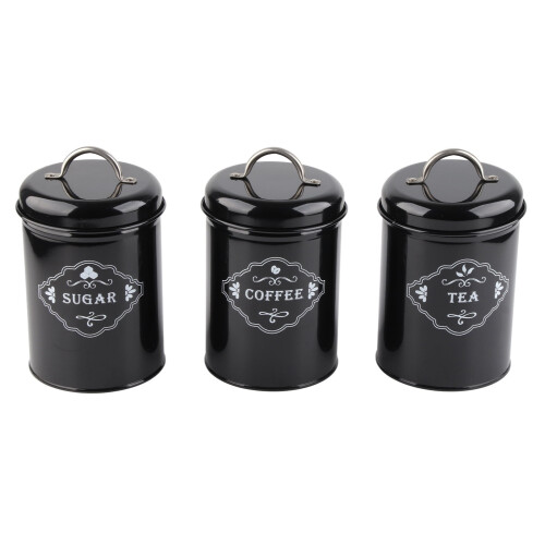 Juego de 3 tarros herméticos negros