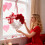 Hartvormige pomponkrans, romantisch, rood, roze, wit, 23 cm 5
