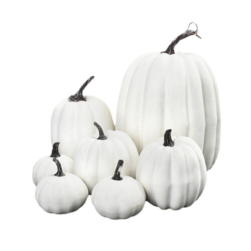Zucche di schiuma bianca per decorazioni autunnali (7 pezzi) 1