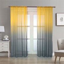 Sheer Curtains Yellow and Light Gray 100 Inch 1 Panel
