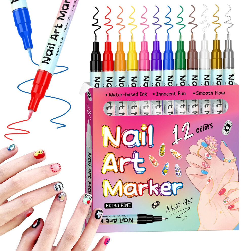 Nail Art Markers Fine Tip 0.5mm 12 Colors