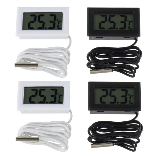 Digital LCD Thermometer with Waterproof Probe 4 Pack