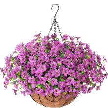 18" Artificial Flower Basket – Spring Indoor/Outdoor Hanging Decor, Compatible with Front Door & Home