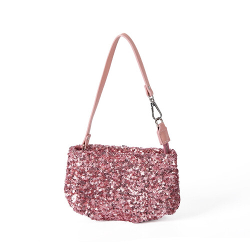Αστραφτερή βραδινή τσάντα clutch με πούλιες και αλυσίδα