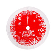 Red & White Christmas Tree Skirt – 48" Soft Plush Mat with Snow Pattern, Indoor/Outdoor Decor, Compatible with Standard Trees
