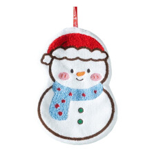 Serviette de Noël bonhomme de neige en velours corail (1 pièce)