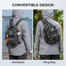 Fishing Sling Bag with Rod and Beverage Holder 1 Pack