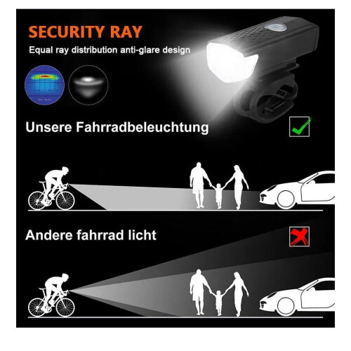 Rechargeable Bike Light Set Front Rear USB LED 2 Pack 2