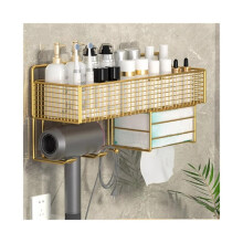 Hair dryer storage rack, non perforated bathroom sink
