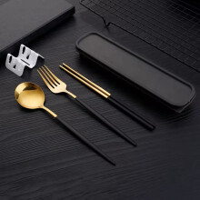 Stainless steel cutlery set gold handle 3-piece with green