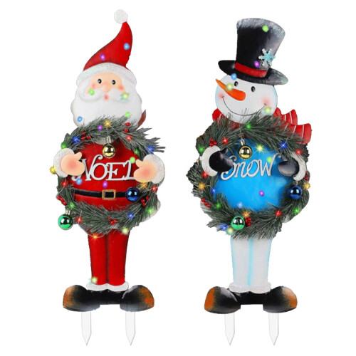Weihnachtsmann-Gartenschild, 2 Stück