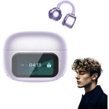 Auriculares Bluetooth con clip para la oreja, diseño abierto, pantalla táctil LCD de 5,4 pulgadas.