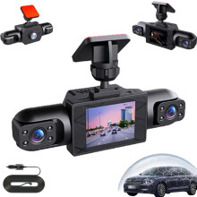 Trådlös bilkamera med dashcam, 1080P, 4-lins, panorama