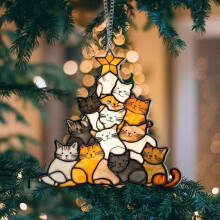 Acrylic Christmas Cat Tree Pendant Decoration 1 piece