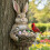 Easter bunny bird feeder resin rabbit with basket 1