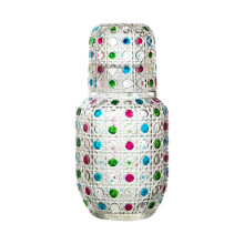 Set carafă și pahar de apă pentru noptieră cu design cu diamant