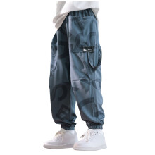 Boys Cargo Pants Wide Leg Straight Fit Elastic Waist Soft