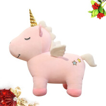 Pink plush unicorn throw pillow soft stuffed 1 pc