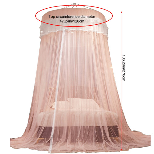 Mädchen-Betthimmel mit runder Spitzenkuppel, rosa 2