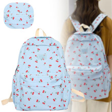 Kawaii aardbeienrugzak voor dames, blauwe laptoprugzak