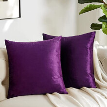 Fundas de cojín decorativas de terciopelo morado de 45 x 45 cm (paquete de 2)