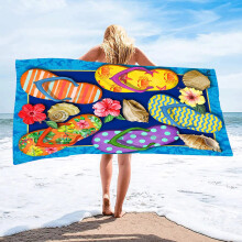 Toalha de praia de microfibra com veludo dupla face 76 x 152 cm
