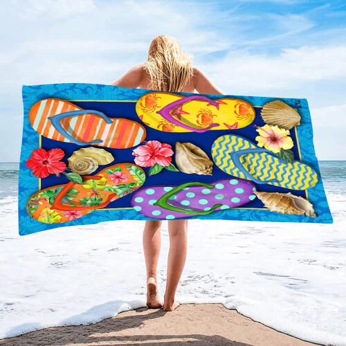 Toalha de praia de microfibra com veludo dupla face 76 x 152 cm