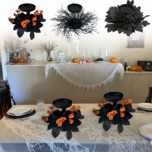 Halloween-kynttilänjalka syksyn kiitospäivän koristeluun